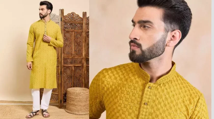 House of Pataudi Embroidered Mandarin Collar Ethnic Wear Kurta