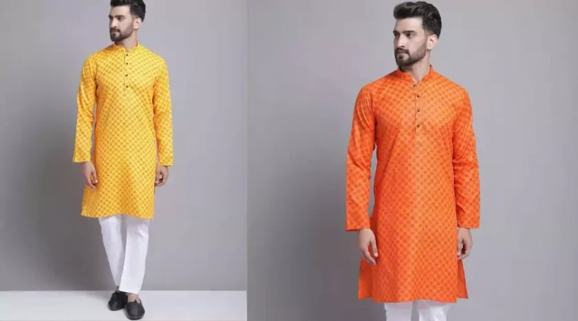 Armaan Ethnic Men Yellow Kurta with Pyjamas